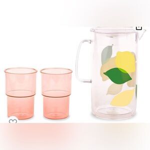 Kate Spade Lemon Pitcher with two cups.  New in box.  Great gift